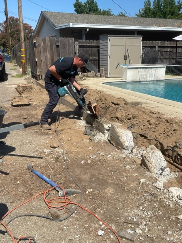 Before Pool Area Concrete Demo & Fence Project in Turlock, CA
