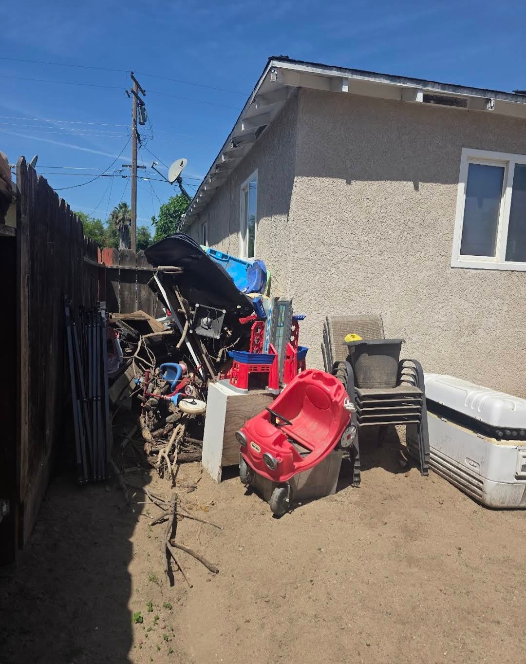 Before Side Yard Junk Removal & Debris Cleanup in Modesto, CA in Modesto, CA, CA
