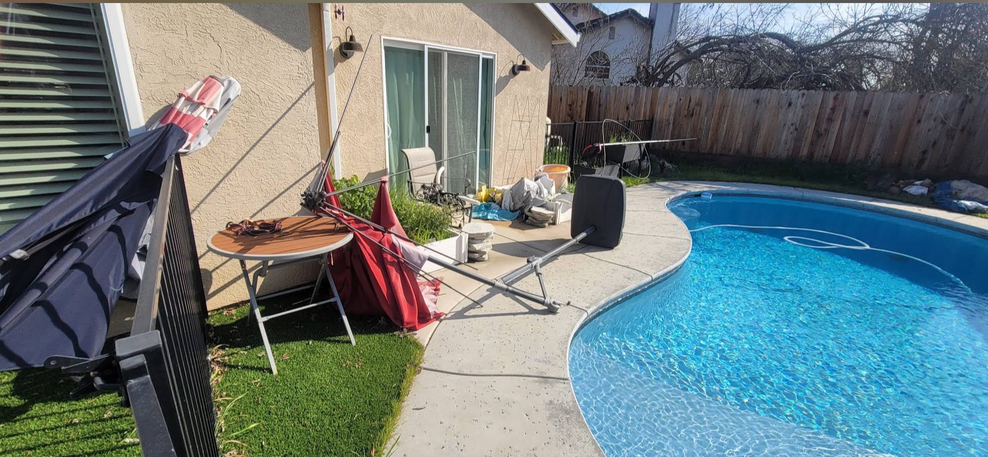 Before Backyard & Pool Area Junk Removal - Modesto in Modesto, CA, CA