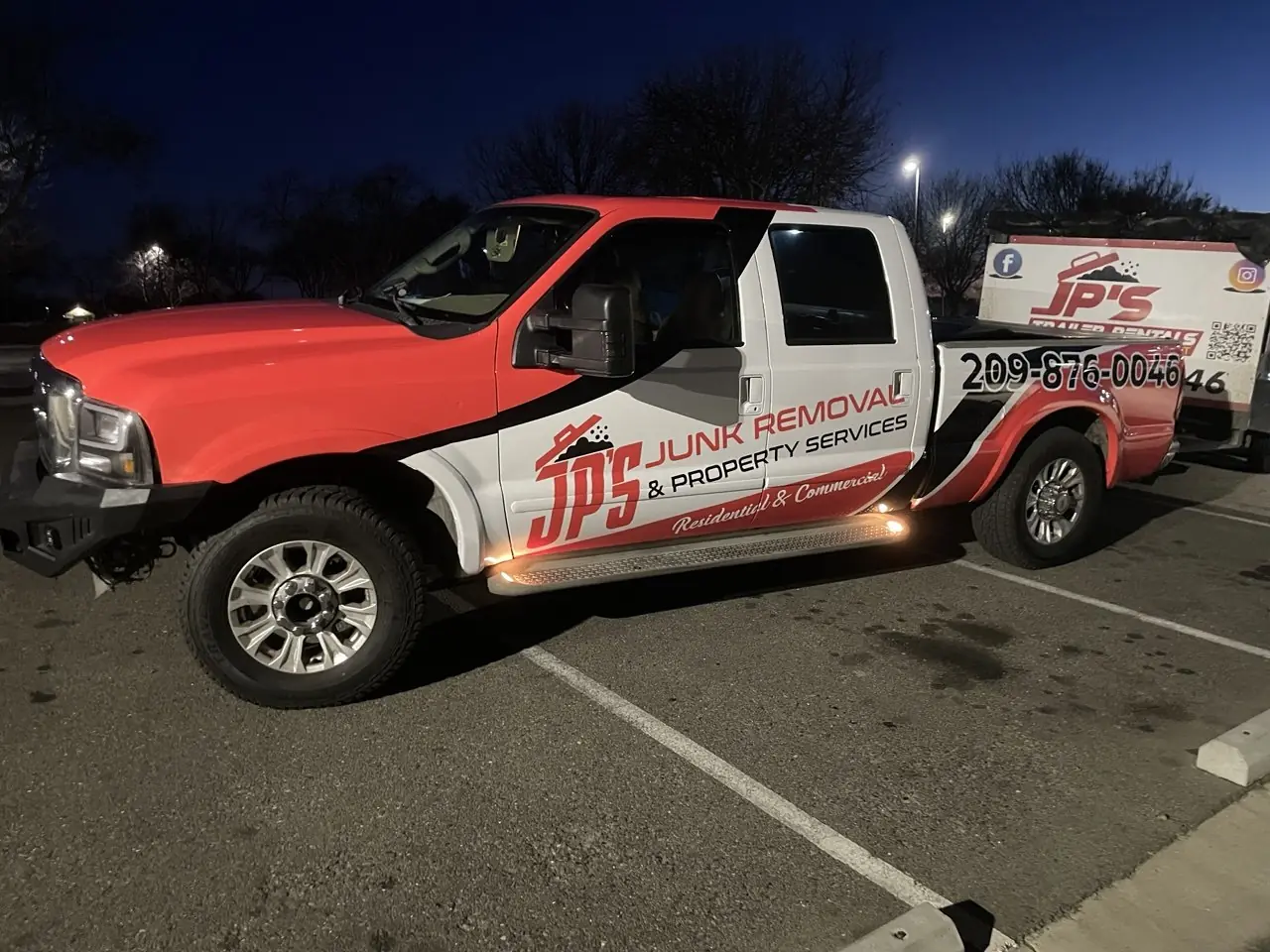 JP's Junk Removal branded pickup truck serving Patterson and the Central Valley
