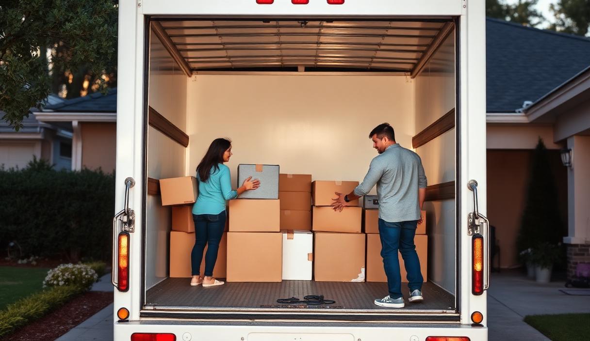 Homeowner setting aside unwanted furniture and boxes for haul-away before a move