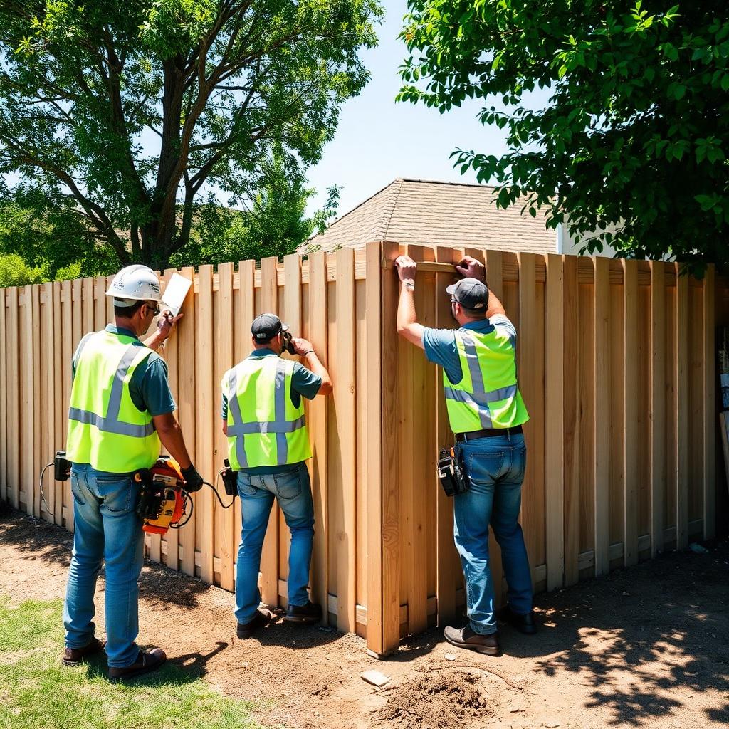 Fencing Services crew working on a job in Modesto and the Central Valley